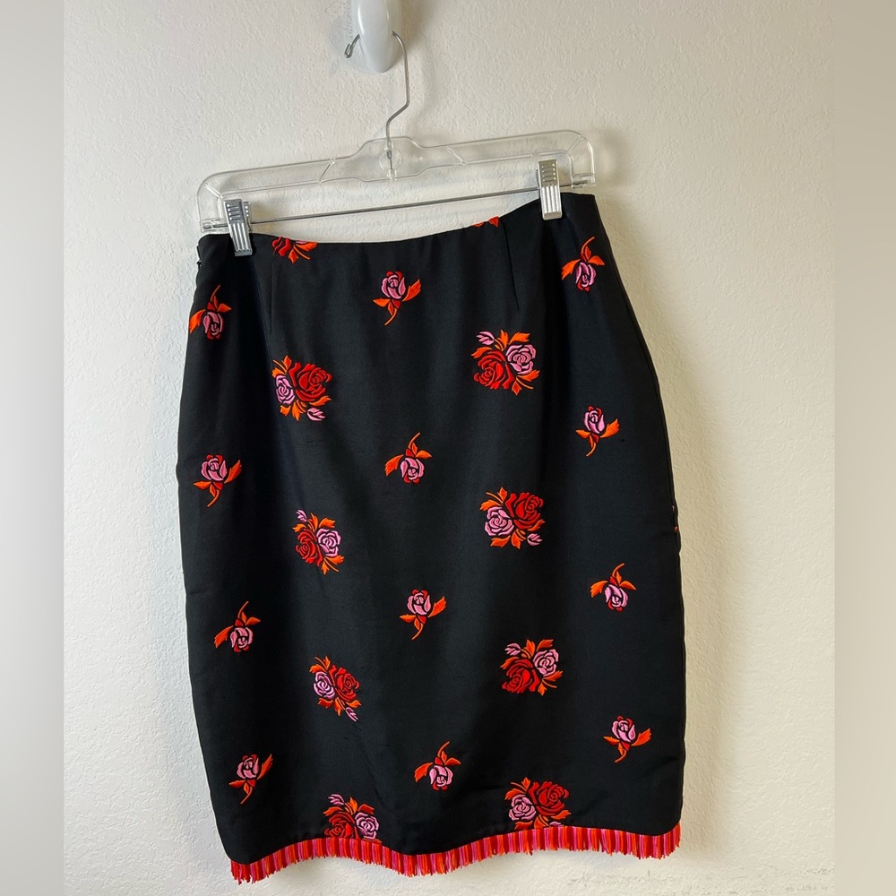 Etcetera Black Pink Red Orange Silk Pencil Office Evening Wedding Party Skirt